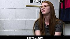 redhead shoplifter jane rogers fucks loss prevention jovan jordan to escape