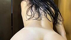 damn she's curvy fresh from shower bending for rough ride