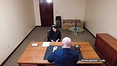 ever wonder if principal fits in mature teacher's juicy office pussy?