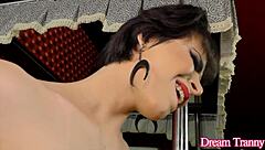 lonely tranny barbara perez jerks hard cock into fake pussy