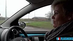 Bree Branning shamelessly flashes juicy pussy and pisses publicly for neighbors' eyes