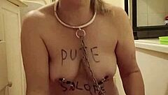 french milf slave bound bent over for outdoor piss bdsm doggystyle and dildo humiliation