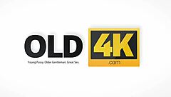 old guy seduces cute young babe into wet pussy play