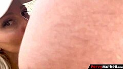 stepmom blogger deepthroats stepson's cock outdoors on family trip