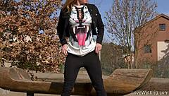 yo chrissy fox just lets it all out pissing outdoors solo style