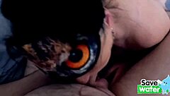 stepmom creeps close and starts sucking stepson's stiff cock