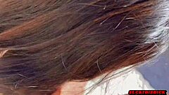 19 yo latina slut sucks my cock in backyard till i blast cum on her small tits!