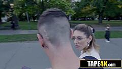 Ugly nerd rims stunning Russian co-ed's ass passionately!