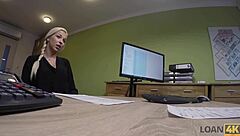 Cheeky blonde teen fucks couple for cash to buy new mercedes after interview