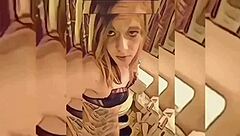 Hot Shemale Strips Nude in Bathroom Tease