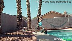 bikini blondes fuck pool guy hard