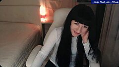 helga strips lingerie, caresses perky clit and fingers wet pussy