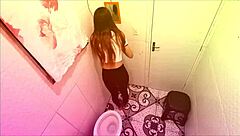 Stranger barebacks hot babe's ass in dirty bathroom fuck