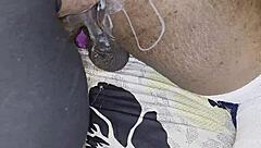 ebony wife abw fucks shit outta husband with anal toys dildo humiliation cum covered ass