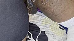 ebony wife abw fucks shit outta husband with anal toys dildo humiliation cum covered ass