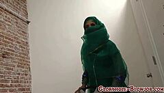 Think arab babe can deepthroat that massive black monster cock fully?