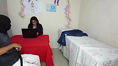 Perverted doctor rips clothes and fucks busty patient's wet pussy on office desk?