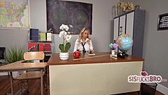 stepsiblings caught with hot teacher, wanna join detention fuck?