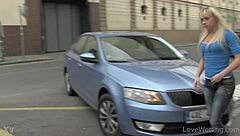 Naomi pisses publicly outdoors in solo softcore scene