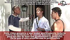 Spanish Blonde College Teen Pickup for Skinny Double Anal Gangbang on Street