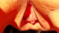 mature blonde cougar flashes her huge meaty shaved pussy gape for all