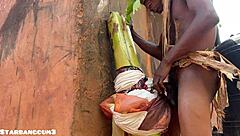 Chubby village slut rides huge toys on country ranch