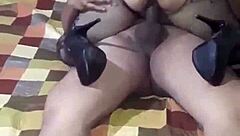 Wife Sucks Hubby's Cock and Balls Before Mounting It Hard