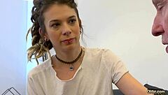 damn rebel blonde rides grandpa's cock deep then gulps down his hot cum load!