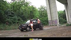 wild brunette couple bangs hard in taxi after fight - tru kait's steamy ride