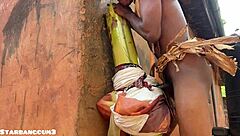 Chubby village slut rides huge toys on country ranch