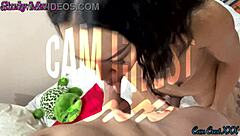 sindy memo slurps hard wet shemale cock hungrily