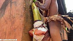 Chubby village slut rides huge toys on country ranch