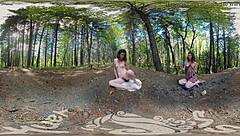 turquoise masturbates clit outdoors with dildo to orgasm vr yanks