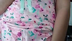 Hot Innocent Colleague Models Sexy Pink Pajamas!