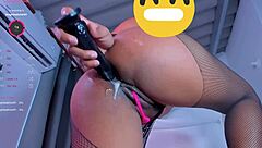 manic latina slut rams huge dildo deep into her fat ass