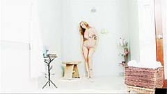 julia ann teases big tits pussy clit in shower lingerie wet solo
