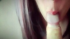 She teases and licks my dripping pre-cum so hungrily