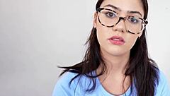 ellie nova's tall busty body shines in casting before that hot creampie finish with glasses on
