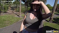 Shaved Brunette Pussy Blown on Vacation Wheels