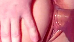 Continuous Semen Dripping Between Petite Puffy Pussy Lips