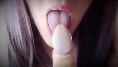 She teases and licks my dripping pre-cum so hungrily