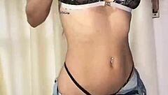 At stepmom's house, she strips teasingly slow