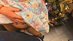 After Christmas dinner, step sister offers her tight wet pussy for creampie