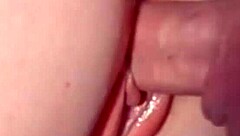 Continuous Semen Dripping Between Petite Puffy Pussy Lips