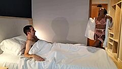 hot latina rides boyfriend's cock with natural tits bouncing.