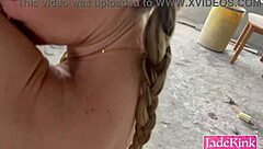 Chained Blonde Begs for Rough Construction Site Pounding