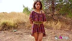 Elena de la Vega Strips Teases and Fucks Rough on Outdoor Picnic Date with Deepthroat Doggystyle Creampie