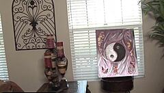 busty babe massages and grinds cock before deep throating in bathroom