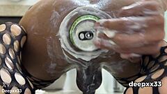 Ladyboy's ass stretched deep with extreme anal toys