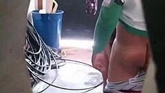 a cuckold husband spies his wife seducing delivery man in underwear